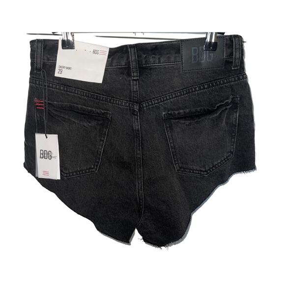 BDG Urban Outfitters Distressed Black Denim Cut-off Cheeky Shorts Size 29 NWT - Picture 2 of 3